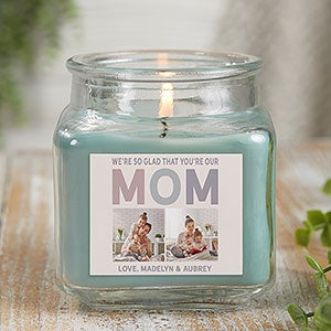 So Glad Youre Our Mom Personalized 10oz Eucalyptus Spa Candle Jar - 25723-10ES