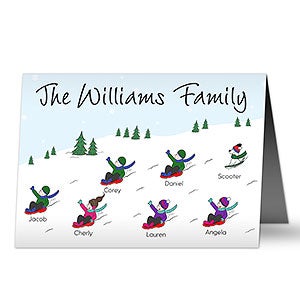 Sledding Family Character Christmas Card by philoSophie's® - 25745