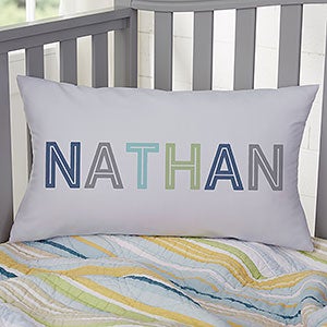 Boys Colorful Name Personalized Lumbar Throw Pillow - 25760-LB