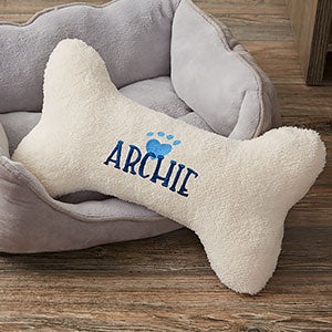 Heart Paw Print Personalized Dog Bone Pillow - Large - 25772-L