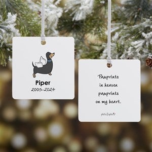 philoSophies® Dachshund Personalized Memorial Square Ornament- 2.75 Metal - 2 - 25784-2M