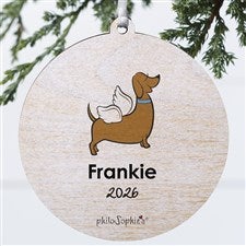 philoSophies® Dachshund Personalized Memorial Ornament - 3.75 Wood- 1 Sided - 25784-1W