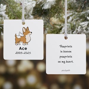 philoSophies® Corgi Personalized Memorial Square Ornament- 2.75 Metal - 2 Side - 25790-2M