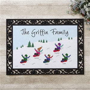 philoSophies Christmas Sledding Family Personalized Doormat - 18x27 - 25824