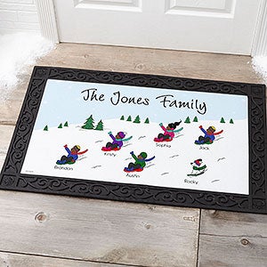 philoSophies® Christmas Sledding Family Personalized Doormat- 20x35 - 25824-M