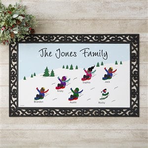 philoSophies® Christmas Sledding Family Personalized Doormat- 20x35 - 25824-M