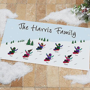 philoSophies Christmas Sledding Family Personalized Doormat - 24x48 - 25824-O