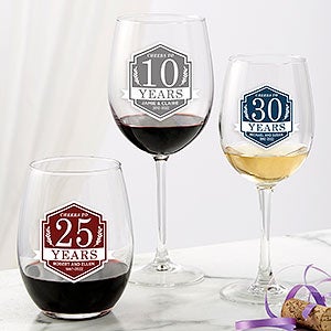 Custom Anniversary Wine Glasses - Design: A1