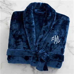 Personalized Luxury Fleece Robe For Him - Navy - 25873-BL