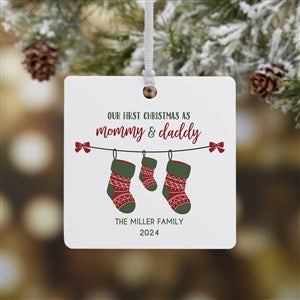 First Christmas as Parents Personalized Square Photo Ornament- 2.75" Metal - 1 Sided - 25905-1M