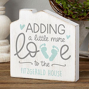 Adding More Love Personalized New Baby Shelf Block - 25916