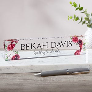 Floral Personalized Acrylic Name Plate - 26013