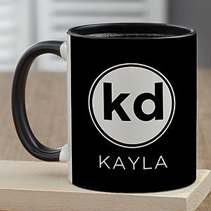 Modern Initials Personalized Coffee Mug - 11 oz. Black - 26019-B