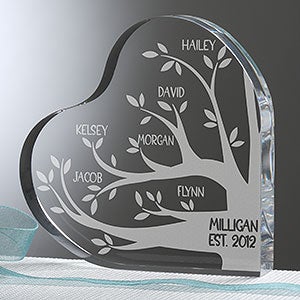 Family Tree Engraved Heart Keepsake - 26027