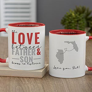 Love Knows No Distance Personalized Coffee Mug for Dad 11 oz.- Red - 26035-R