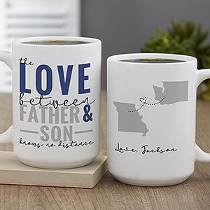 Love Knows No Distance Personalized Coffee Mug for Dad 15 oz.- White - 26035-L