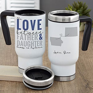 Love Knows No Distance Personalized 16 oz. Travel Tumbler for Mom