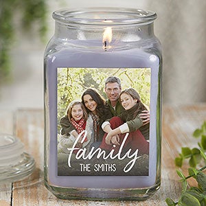 Family Photo Personalized 18oz Lilac Scented Candle Jar - 26041-18LM