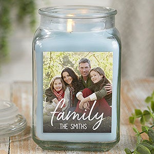Family Photo Personalized 18oz Crystal Waters Scented Candle Jar - 26041-18CW