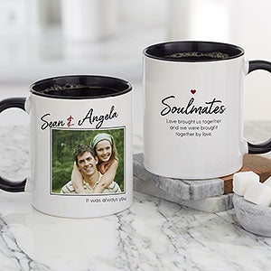 Soulmates Personalized Romantic Photo Coffee Mug 11 oz.- Black - 26072-B