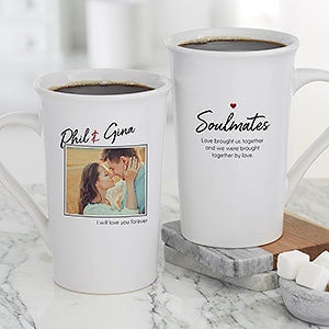 Soulmates Personalized Romantic Photo Latte Mug - 16oz White - 26072-U