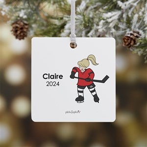 philoSophies® Hockey Player Personalized Square Photo Ornament- 2.75 Metal - 1 - 26073-1M