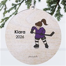 philoSophies® Hockey Player Personalized Round Ornament-3.75 Wood- 1 Sided - 26073-1W