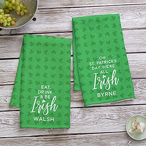 St. Patricks Day Personalized Waffle Weave Kitchen Towel - 26078