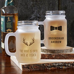 Choose Your Icon Personalized Groomsman Frosted Mason Jar Glass - 26109