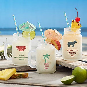 Choose Your Icon Personalized Summer Frosted Mason Jar Glass - 26113