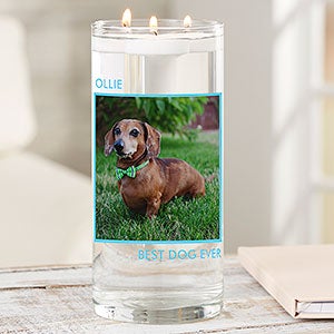 Picture Perfect Personalized Cylinder Glass Pet Memorial Photo Vase - 26119