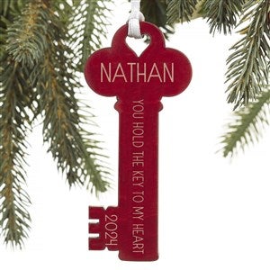 Key To My Heart Personalized Red Maple Wood Ornament - 26128-R