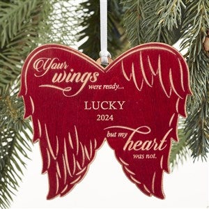 Angel Wings Personalized Pet Memorial Red Maple Wood Ornament - 26129-R
