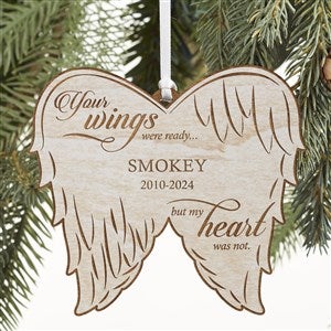 Angel Wings Personalized Pet Memorial Whitewash Wood Ornament - 26129-W