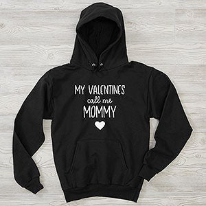 My Valentine Personalized Hanes® Adult Black Hooded Sweatshirt - For Her - 26143-S