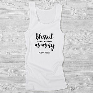 Blessed Mama Personalized Ladies Tank Top - 26146-WT