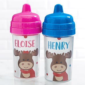Build Your Own Reindeer Personalized Toddler 10oz Sippy Cup Pink