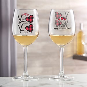 XoXo Buffalo Check by philoSophies® Personalized White Wine Glass - 26219-W