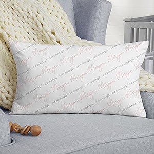 Simple and Sweet Personalized Baby Girl Lumbar Throw Pillow - 26227-LB