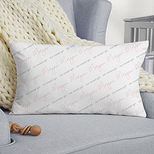 Simple and Sweet Personalized Baby Girl Lumbar Velvet Throw Pillow - 26227-LBV