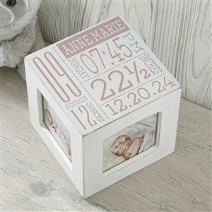 Baby Love Birth Information Personalized Photo Cube - White - 26234-W