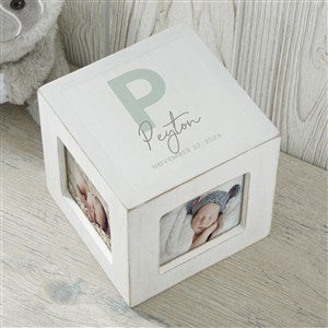 Simple and Sweet Personalized Baby Photo Cube- White - 26235-W