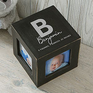 Simple and Sweet Personalized Baby Photo Cube- Black - 26235-B
