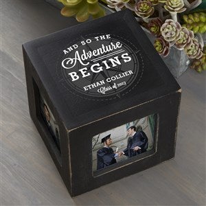 Graduation Compass Personalized Photo Cube - Black - 26241-B