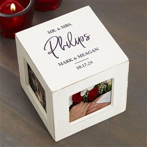 Classic Elegance Personalized Wedding Photo Cube - White - 26243-W