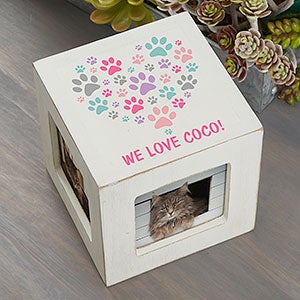 Paws On My Heart Personalized Photo Cube - White - 26245-W