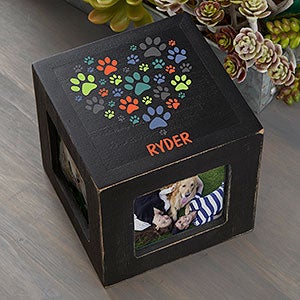 Paws On My Heart Personalized Photo Cube - Black - 26245-B