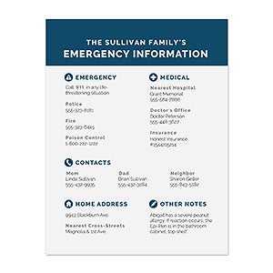 Emergency Contact Personalized Fridge Magnet - 26256