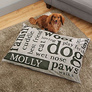Happy Dog Personalized Dog Bed With Name - Large 30x40 - 26278-L