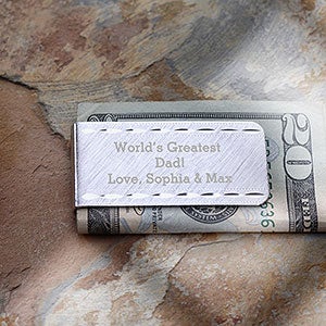 Message For Dad Engraved Brushed Money Clip - 26298